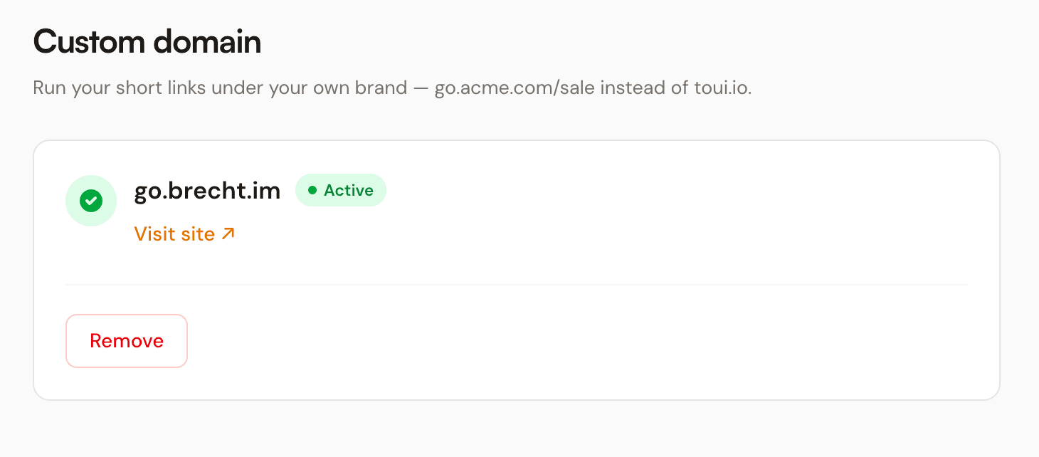 Active state showing a green check and a Visit site link